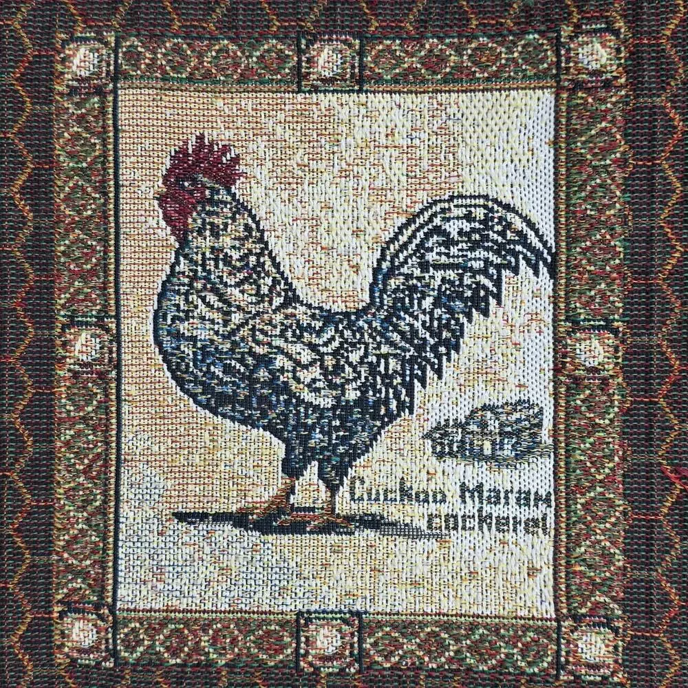 C. MCKINLEY ROOSTER BREEDS WALL HANGING / TABLE RUNNER 34x13 VINTAGE Y2K